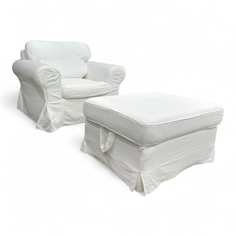 Nyrenset IKEA EKTORP lenestol med avtagbart trekk, hvit