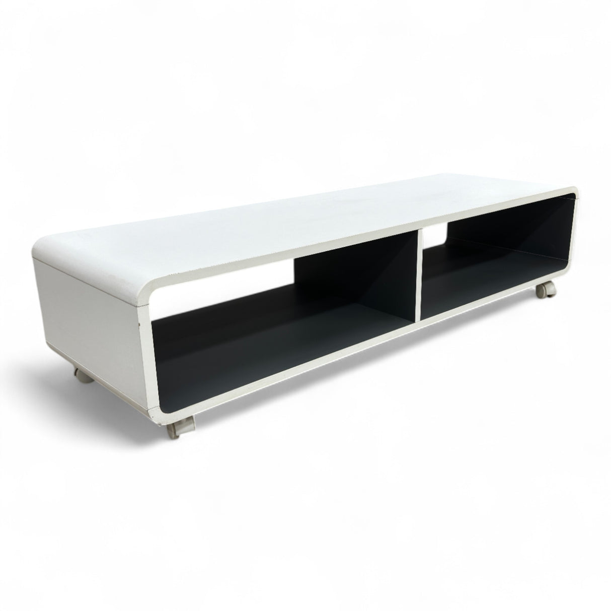 Nyrenset TV-benk med hjul hvit