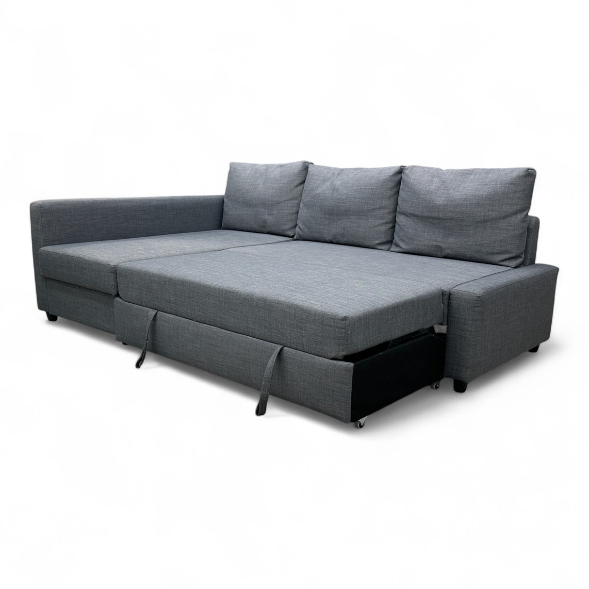 Nyrenset IKEA Friheten Sovesofa med Oppbevaring og Sjeselong Venstre Grå