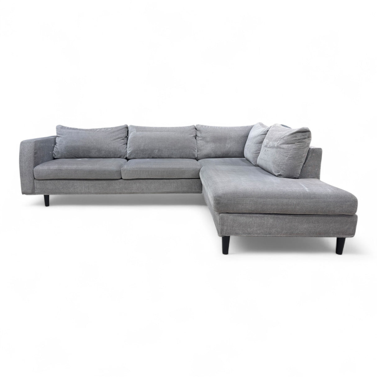 Nyrenset Hjørnesofa med Sjeselong Høyre Grå Velvet