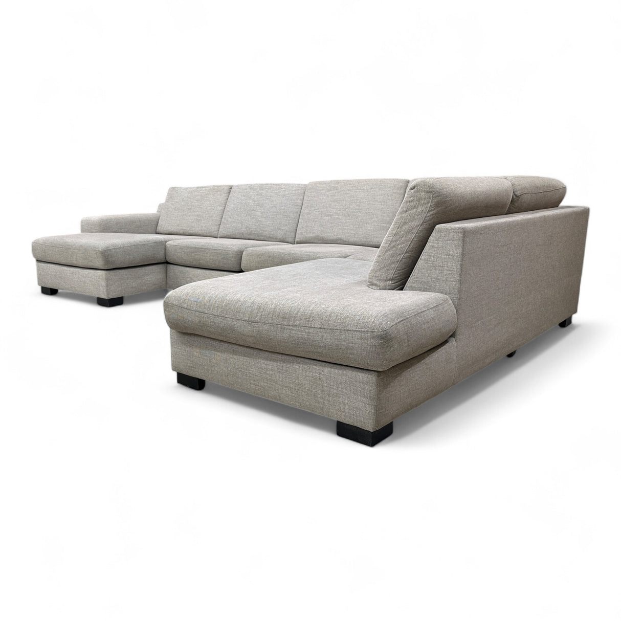 Nyrenset U-Sofa med Åpen Sjeselong Høyre og Venstre Beige